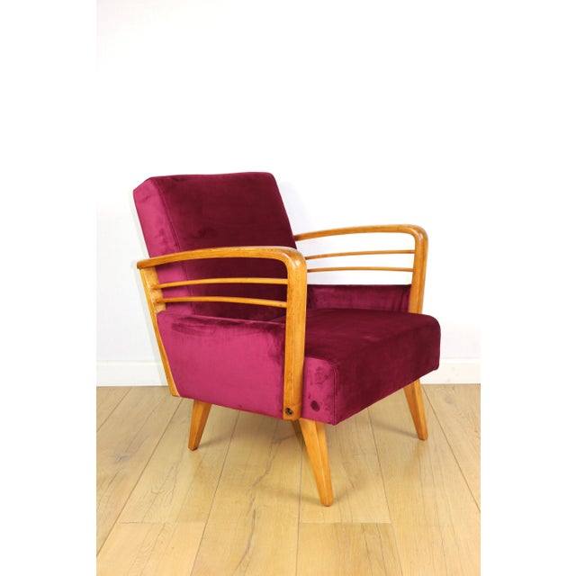 Vintage Art Deco Loft Armchair in Raspberry, 1960s For Sale - Image 13 of 13