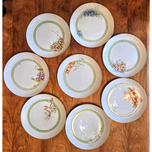 Handpainted Botanical Plates- Set of Eight For Sale - Image 10 of 12