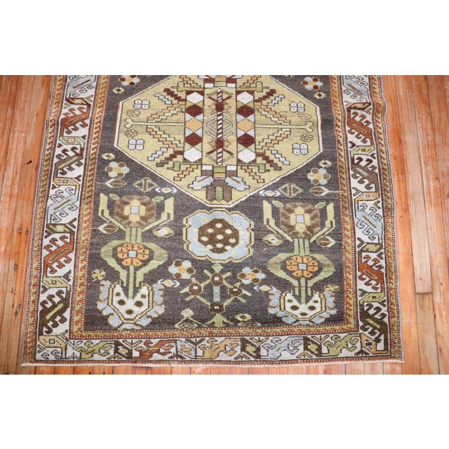 Khaki Zabihi Collection Antique Persian Bakhtiari Scatter Size Rug - 3'9" x 5' For Sale - Image 8 of 9