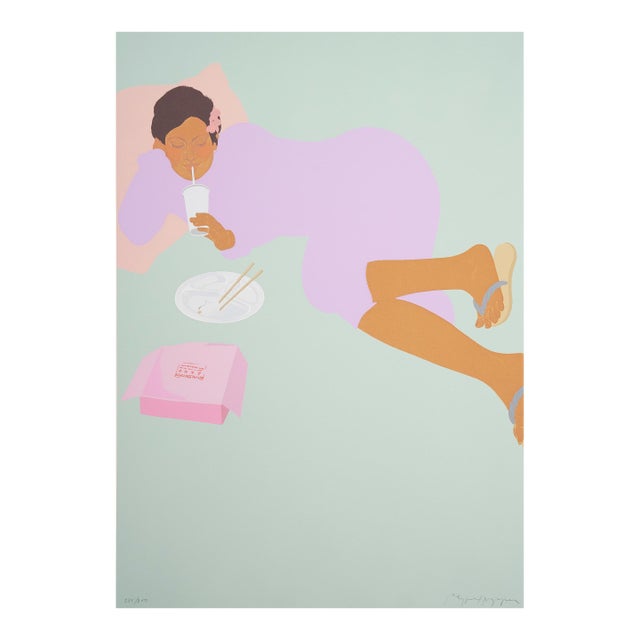 'Floating Bento' by Pegge Hopper, Hawaii, Art Center, Los Angeles, Reclining Woman For Sale