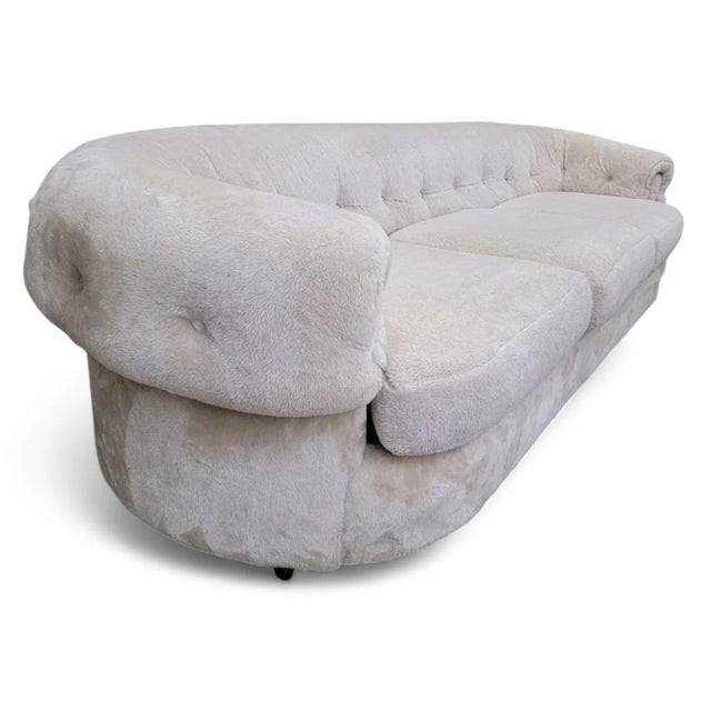 Mid 20th Century MCM Cream Teddy Bear Sofa by Schweiger Industries For Sale - Image 4 of 8