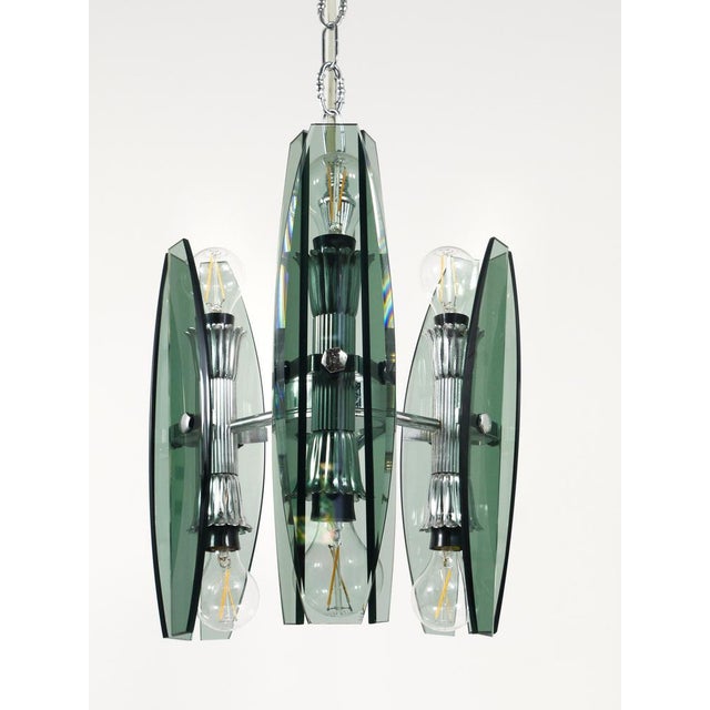 Glass and Chrome Pendant Light by Veca Murano, 1970s For Sale - Image 13 of 18
