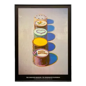 Wayne Thiebaud Vintage 1979 Pop Art Lithograph Print " California Cakes " Framed Museum Exhibition Poster