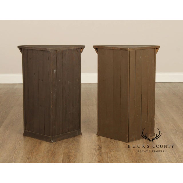 Pair Of Handcrafted Folk Art Painted Pine Corner Cabinets For Sale - Image 14 of 18
