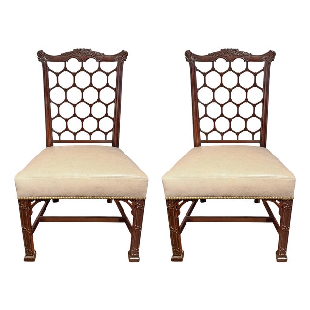 Pair of 19th Century English Honeycomb-Back Chairs For Sale