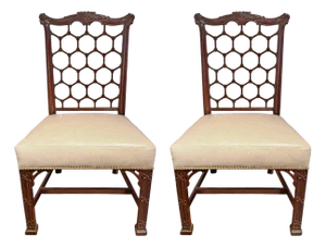 Pair of 19th Century English Honeycomb-Back Chairs