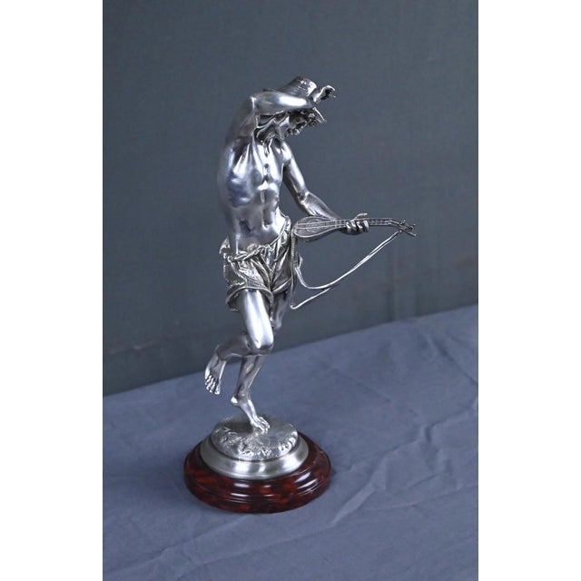 A. Carrier, The Neapolitan Mandolin Player, Late 19th Century, Silvered Bronze For Sale - Image 3 of 18