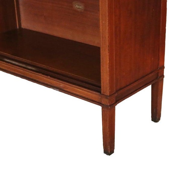 Arts & Crafts Macey Satinwood Banded Mahogany Barrister Bookcase C1920 For Sale - Image 6 of 16