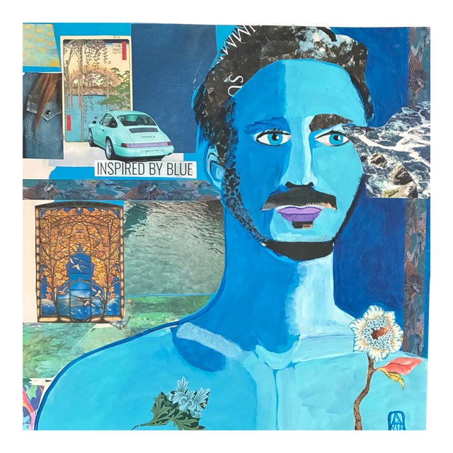 Inspired by Blue, Original Collage by Adria Becker For Sale