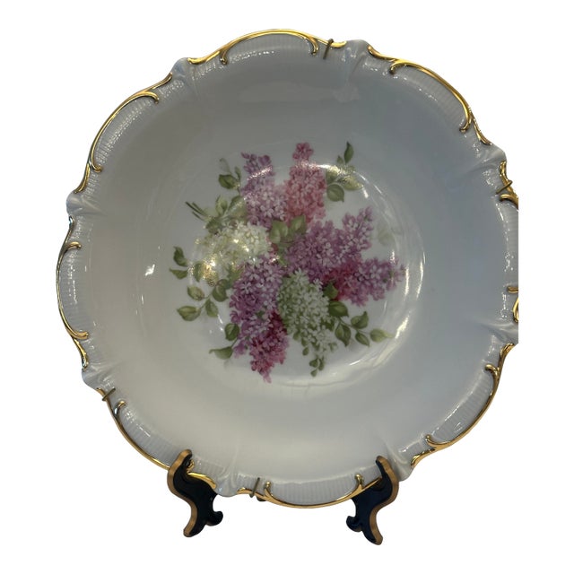 Vintage Schuman Arzberg Bavaria Germany "Lilac Time" Scalloped Porcelain 12" Decorative Plate For Sale