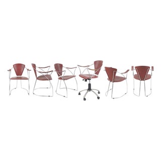 Vintage Chairs in Leather and Chromed Metal from Arrben, Italy, 1980s, Set of 6 For Sale