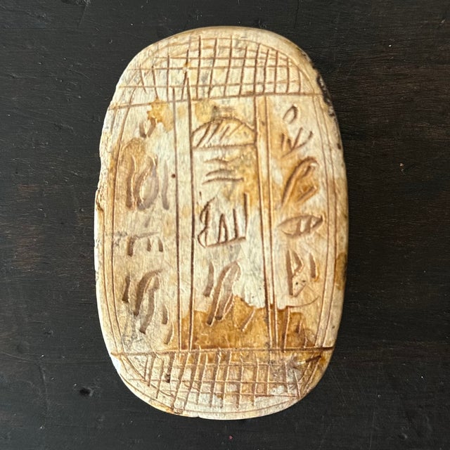 Stone Vintage Boho Carved Egyptian Scarabs - Set of 3 For Sale - Image 7 of 8