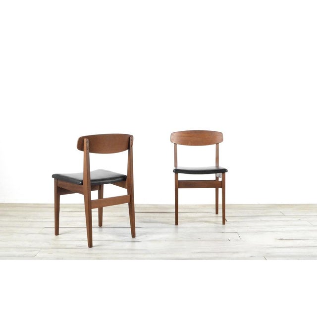 Teak and Leatherette Chairs, 1960s, Set of 4 For Sale - Image 4 of 9