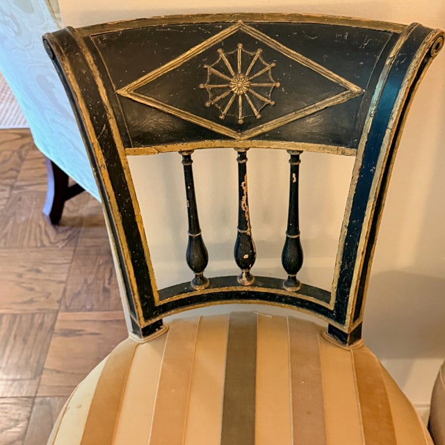 Pair Italian Neo Classical Painted Side Chairs For Sale - Image 4 of 10