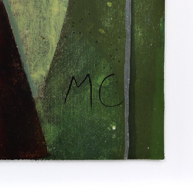 Brown Urban Life - Framed Original Abstract Green Landscape Acrylic Painting on Canvas by Maria C. Bernhardsson For Sale - Image 8 of 9