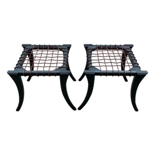 Mid Century Klismos Ottomans - Pair For Sale