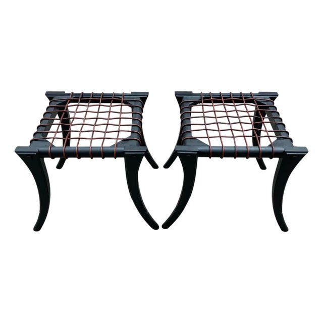 Mid Century Klismos Ottomans - Pair For Sale