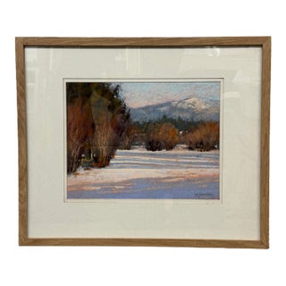 Barbara Jaenicke Snow Covered Landscape in Pastels, Signed For Sale