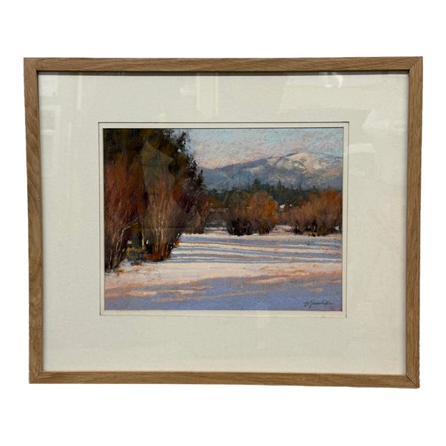 Barbara Jaenicke Snow Covered Landscape in Pastels, Signed For Sale
