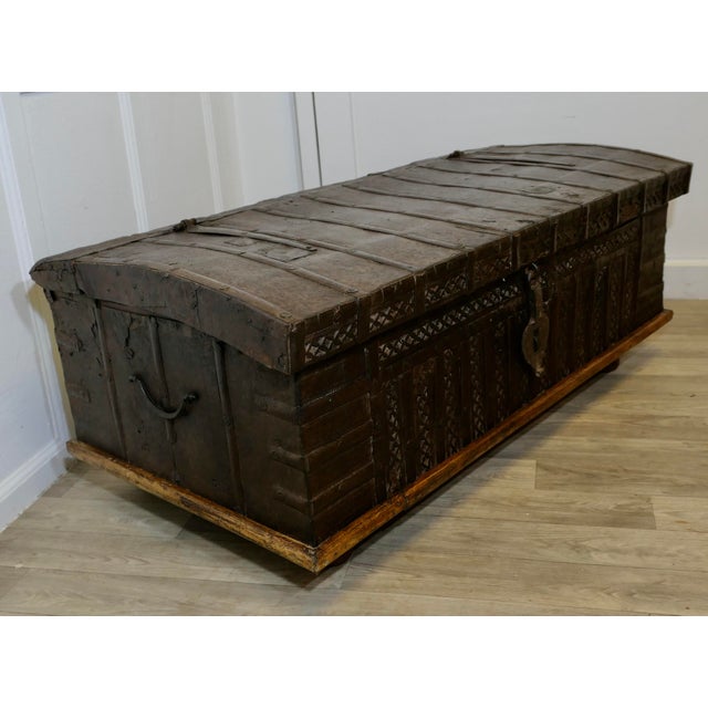 Spanish Decorative Metal Dome Top Trunk For Sale - Image 5 of 8