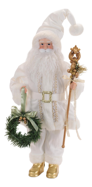 Santa Figurine with Wreath and Staff