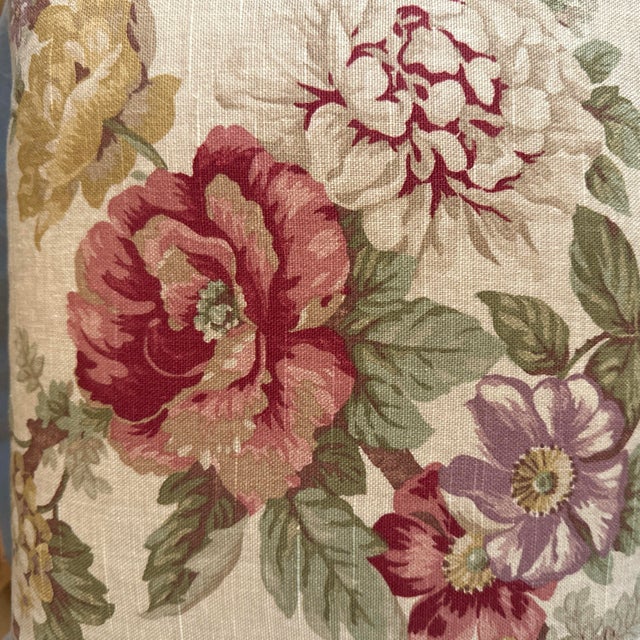 Double sided decorative pillow cover handcrafted from 100% linen/cotton with a floral printed pattern, olive green,...