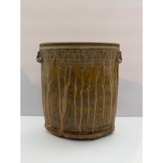 Contemporary Organic Modern Studio Pottery Cachepot / Planter Vessel With Art Nouveau Influence For Sale - Image 3 of 9