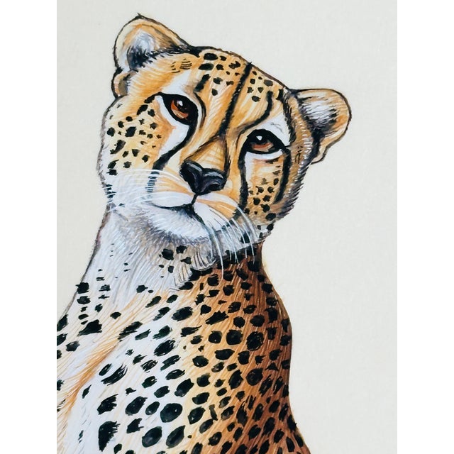 Realism Original Hand-Painted Cheetah Painting in a Gilded Frame For Sale - Image 3 of 9