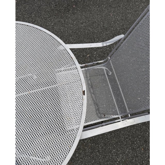 1970s 1970s Beautiful Wrought Iron Woodard Patio Set Table & 4 Chairs, Attributed For Sale - Image 5 of 12