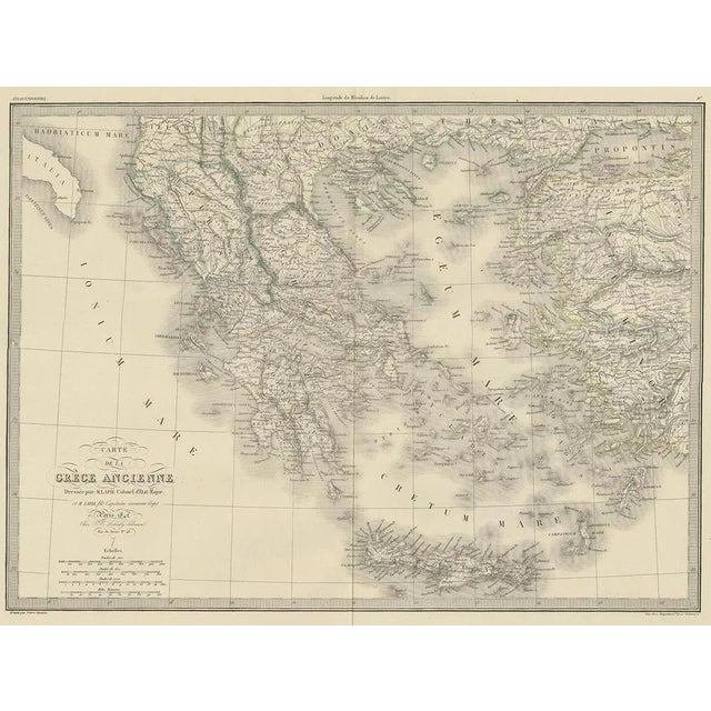 Antique map titled 'Map of Ancient Greece'. Map of Greece. This map originates from 'Atlas universel de géographie...