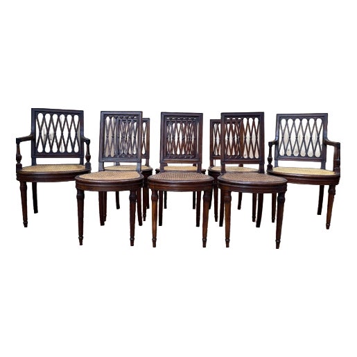 Louis XVI Chairs and Cane Armchairs, Set of 8 For Sale