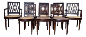 Louis XVI Chairs and Cane Armchairs, Set of 8