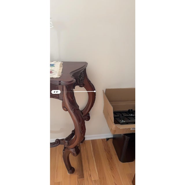 French Vintage Solid Mahogany Heavily Carved Side Table Entrance For Sale - Image 3 of 10