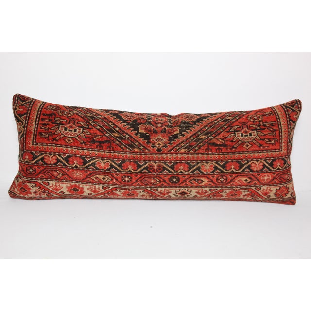 Textile Handwoven Made From Antique Persian Ferehan Rug Lumbar Pillow Cover -16'' X 41'' For Sale - Image 7 of 10