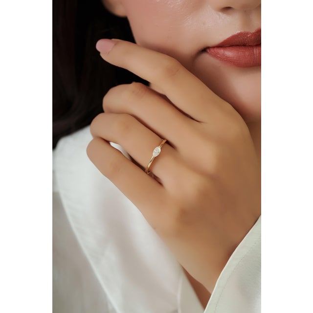 Modern Marquise Cut Diamond Solitaire Ring Size 9 in 14k Yellow Gold For Sale - Image 11 of 16