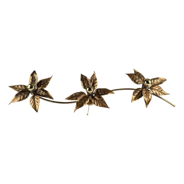 Wall Lamp with Three Flowers by Willy Daro, 1970s For Sale