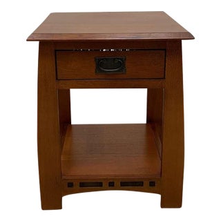 Mission Oak 1 Drawer Inlay End Table - Model A24 For Sale