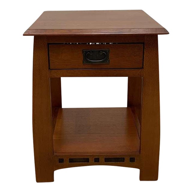 Mission Oak 1 Drawer Inlay End Table - Model A24 For Sale