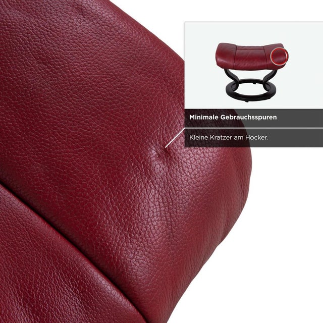 Red Reno Leather Recliner in Red with Footstool and Manual Function by Stressless, Set of 2 For Sale - Image 8 of 17