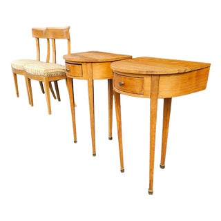 Biedermeier Cherrywood Chairs and Side Tables, Set of 4 For Sale