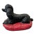 Mid-Century Modern Plaster-Painted Black Poodle on a Red Poof For Sale