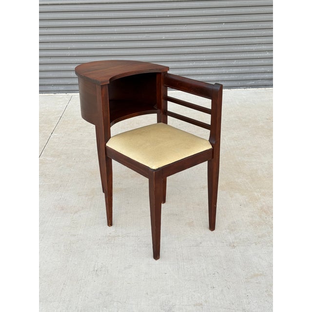 Wood Vintage Mid Century Gossip Bench Telephone Table For Sale - Image 7 of 9