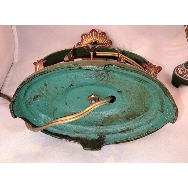Very Rare Pair of 1920s Moe Bridges Art Nouveau Floral Design Boudoir Lamps For Sale - Image 10 of 12