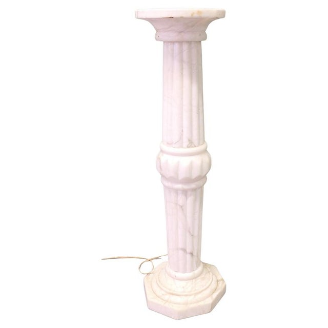 Gray French Illuminated Marble Torchere Column, 19th Centur For Sale - Image 8 of 8