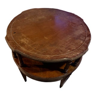 Vintage Mersman Round Two-Tier Accent End Table For Sale