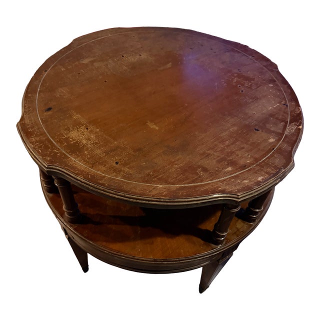Vintage Mersman Round Two-Tier Accent End Table For Sale