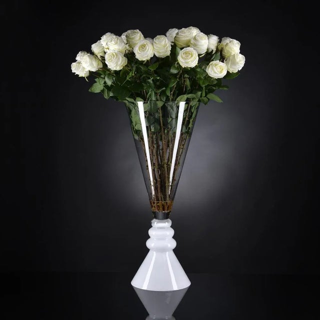 Contemporary Serena White Glass Vase from VGnewtrend For Sale - Image 3 of 4