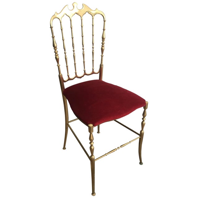 Brass and Red Velvet Chiavari Chair, circa 1940 For Sale - Image 13 of 13