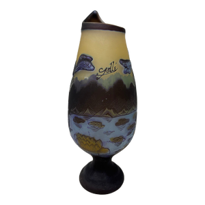 Art Nouveau Cameo Vase Signed Emile Galle 14 Inches