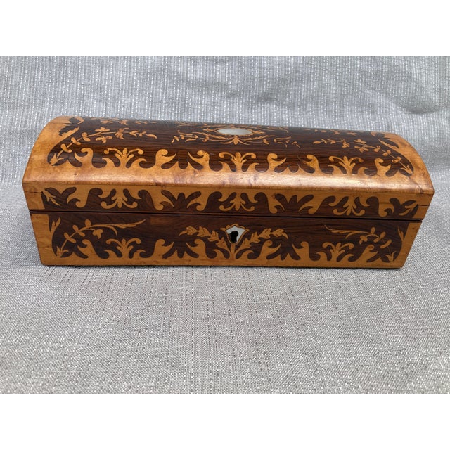 Early 20th Century Marquetry Writing Glove Box For Sale - Image 15 of 17
